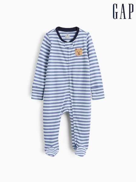 Blue Stripe Brannan Bear - Gap Baby First Favourites Cotton One-piece (0-24mths)