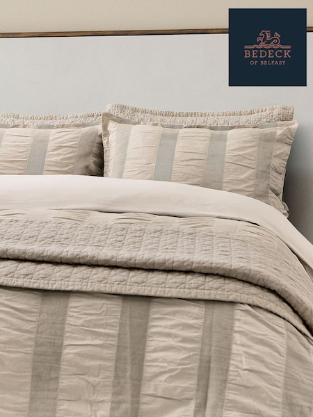 Bedeck Of Belfast Woven Waffle Striped Duvet Cover & Pillowcase Set