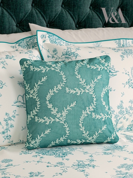 V&a Chikan Cotton Velvet Cushion