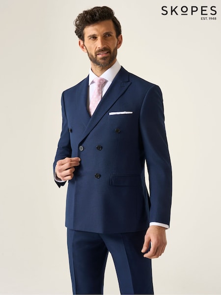 Skopes Navy Blue Harcourt Double Breasted Tailored Fit Suit Jacket (126931) | £114