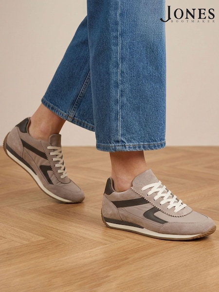 Brown - Jones Bootmaker Aeries Leather Lace Up Trainers