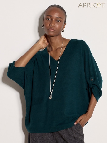 Green - Apricot Soft Touch Oversized Batwing Top