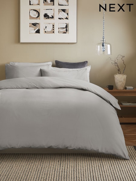 Silver Grey Brushed Supersoft 100% Cotton Duvet Cover And Pillowcase Set (127826) | £25 - £55