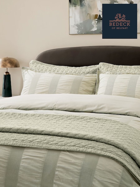 Bedeck Of Belfast Woven Waffle Striped Duvet Cover & Pillowcase Set