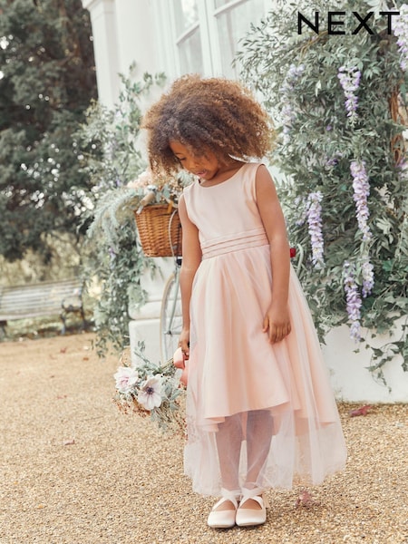Pink Flower Girl Bow Dress (3mths-16yrs) (128050) | £37 - £47