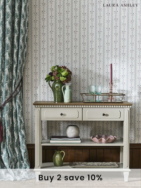 Laura Ashley Pale French Grey Hanover 2 Drawer Console Table (128386) | £700