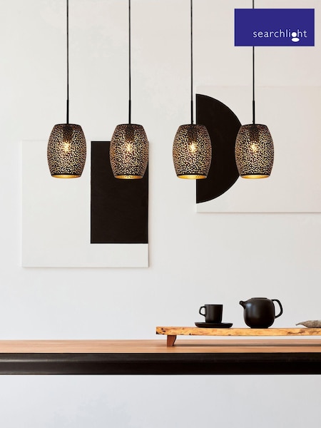 Searchlight Chrome Plum Black 4Lt Bar Pendant Ceiling Light (128602) | £125