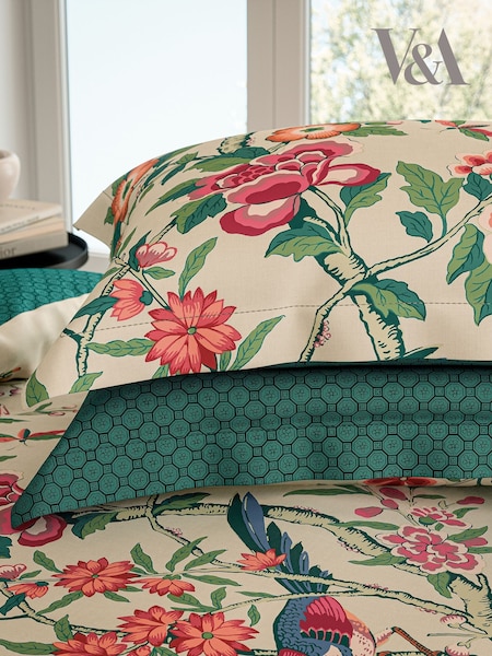 V&a Chinese Magpie 100% Cotton Pillowcase Pair