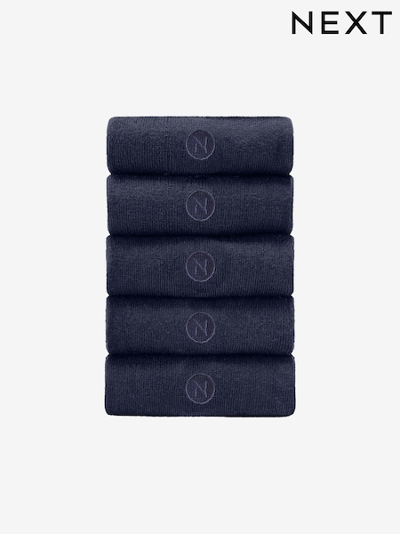 Navy Blue Logo 5 Pack Embroidered Lasting Fresh Socks (129255) | £12