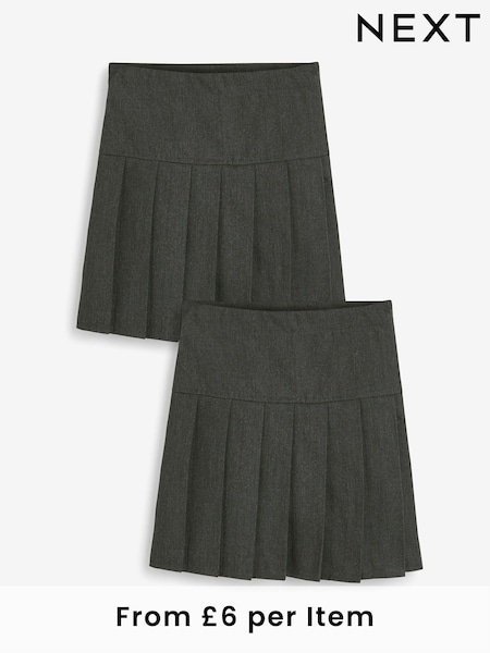 Grey Regular Waist Pleated School Skirts 2 Pack (3-16yrs) (129814) | £12 - £22