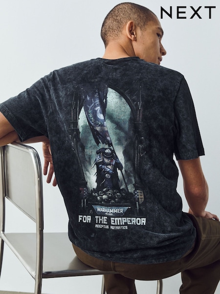 Black Washed - Regular Fit Graphic Print Film T-shirt