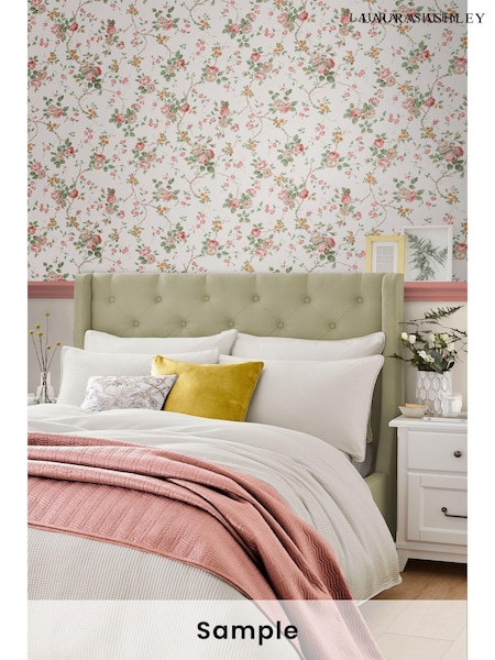 Laura Ashley Antique Pink Mountney Garden Wallpaper Sample (130232) | £1
