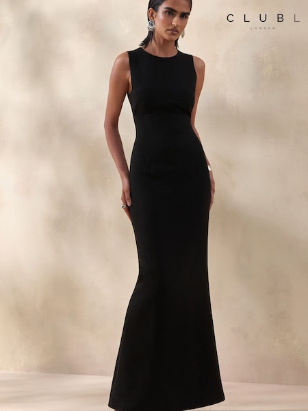 Black - Club L London Astrelle High-neck Maxi Dress