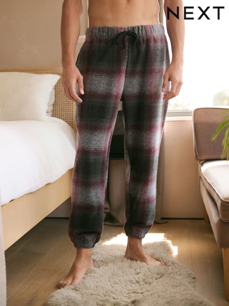 Grey/Red Cosy Brushed Check Pyjama Bottoms (130601) | £11