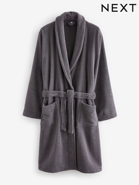 Charcoal Grey 100% Cotton Towelling Dressing Gown (130930) | £44