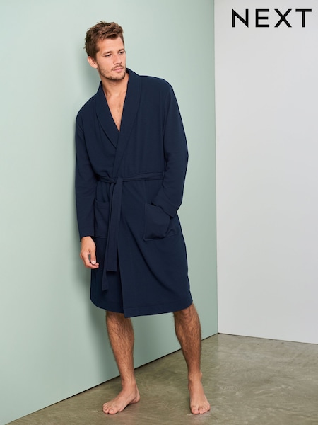 Navy Blue Lightweight Waffle Dressing Gown (130964) | £32