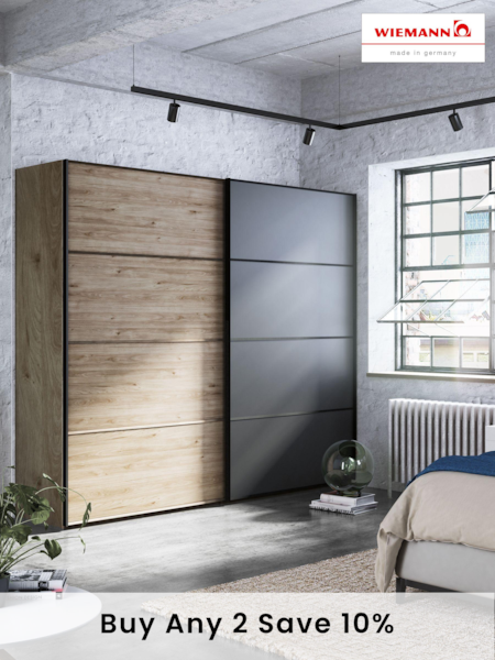 Wiemann Oak Jenson Wood and Matt Sliding Semi Fitted 2.5m Sliding Wardrobe (131042) | £1,410