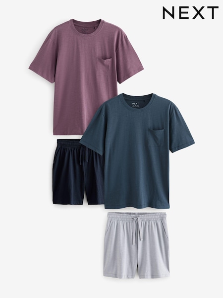 Blue/Purple Jersey Short Pyjamas Set 2 Pack (132074) | £38