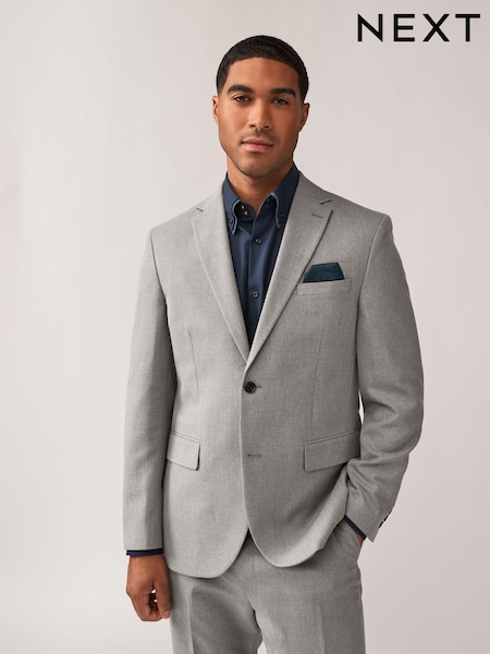 Grey Regular Fit Textured Suit Jacket (133527) | £64