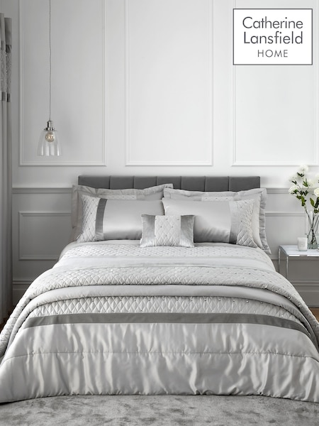Catherine Lansfield Silver Sequin Cluster Duvet Cover and Pillowcase Set (133659) | £53 - £75
