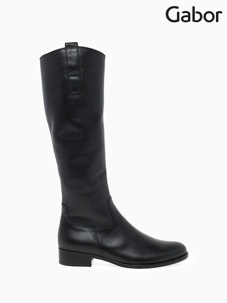 Gabor Black Brook Calf Fit Leather Long Leg Boots (135199) | £170