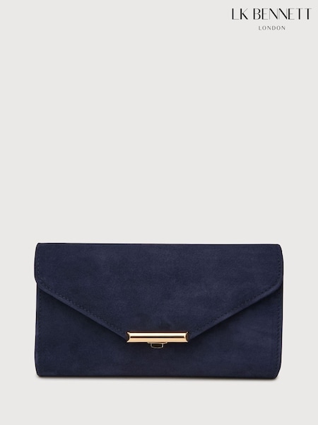 LK Bennett Blue Lucy Clutch Bag With Flap Detail (137378) | £179