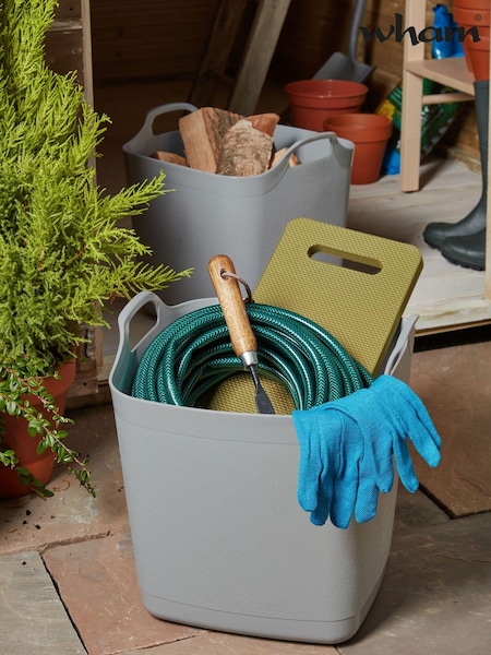 Wham Set of 2 Grey 25Ltr Flexi-Store Graduated Square Plastic Storage Tubs (137391) | £20