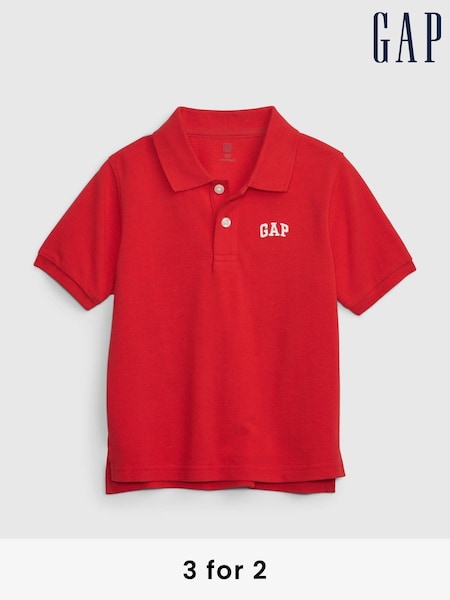 Gap Red Logo Pique Short Sleeve Polo Shirt (Newborn-5yrs) (137916) | £10