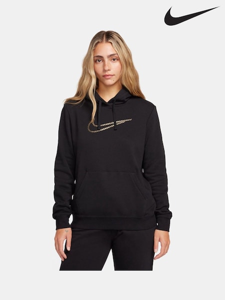 Nike Black Metallic Swoosh Premium Loose Fit Hoodie (138201) | £65