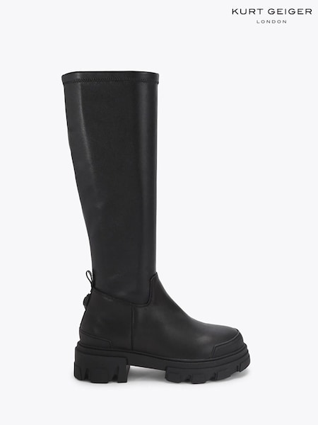 Black - Kurt Geiger London Trail Sock Leather Knee Boots