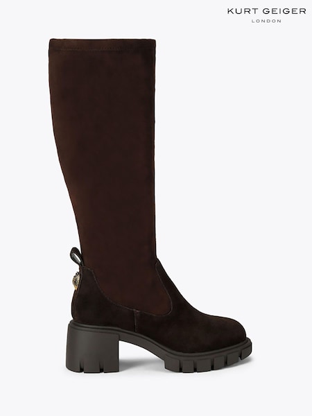 Brown - Kurt Geiger London Step Knee Suede Boots