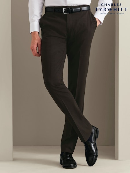 Brown - Regular Charles Tyrwhitt Pow Slim Fit Ultimate Performance Suit Trousers