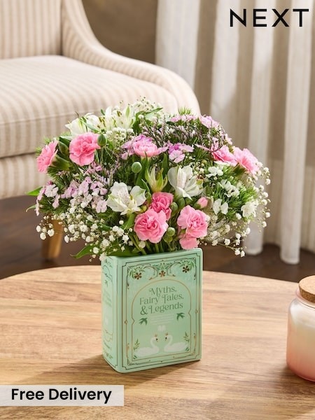 Pastel Posy Bouquet In Book Vase