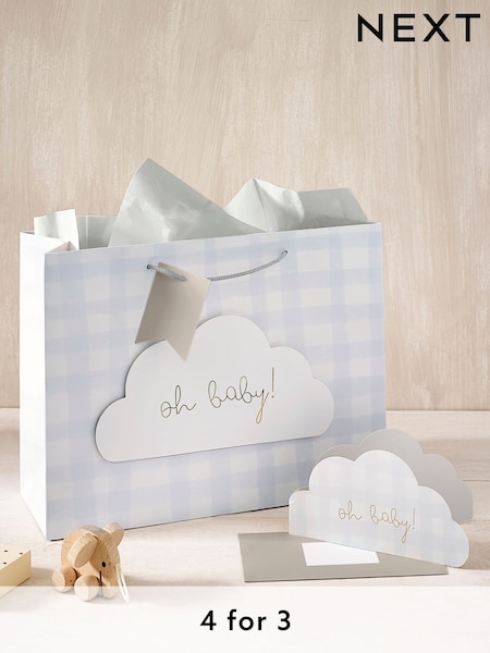Natural Gingham Baby Gift Bag and Card Set (140721) | £4