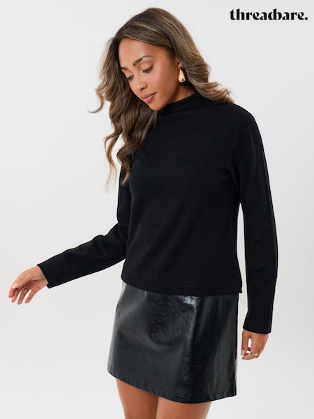 Black - Threadbare 2 In 1 Knitted Mini Dress With Faux Leather Skirt