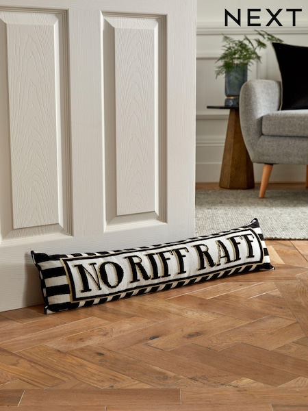 Black No Riff Raff Cut Velvet Draught Excluder (141672) | £26
