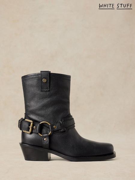 Black - White Stuff Liberty Western Biker Boots