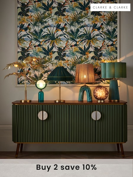 Clarke & Clarke Ribbed Green Mango Wood Calisto Large Sideboard (141881) | £949