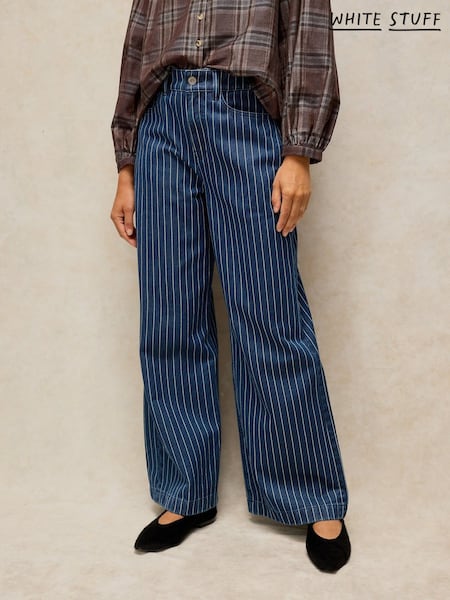 Blue - White Stuff Ayla Stripe Wide Leg Jeans