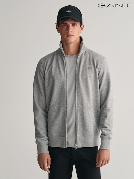 GANT Grey GANT Regular-Fit Shield Logo Full Zip Black Sweatshirt (142003) | £120