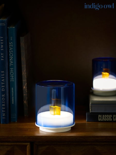 Indigo Owl Blue Small Gem Wireless Table Lamp (142206) | £45