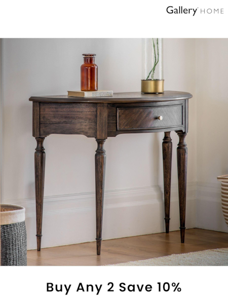 Gallery Home Brown Maddy Demi Lune Table (142424) | £486