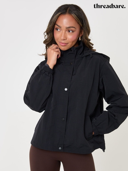 Black - Threadbare Showerproof Funnel Neck Windbreaker