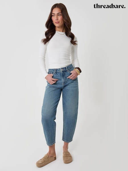 Blue - Threadbare Barrel Leg Jeans