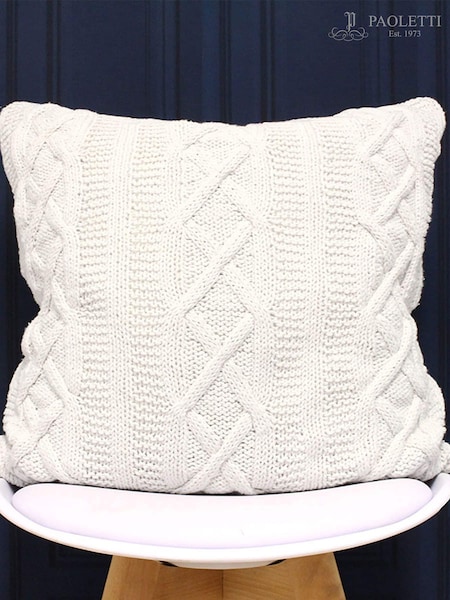 Riva Paoletti Cream Aran Cable Knit Polyester Filled Cushion (142909) | £28