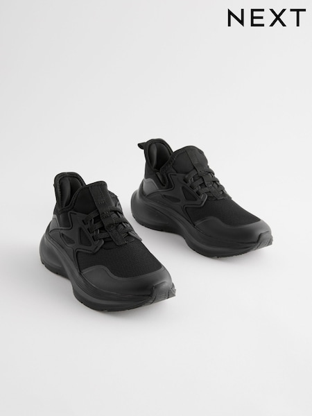 Black Mesh Elastic Lace Trainers (143544) | £23 - £30