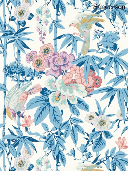 Sanderson Blue Bamboo  Birds 10.05M Wallpaper (144213) | £132