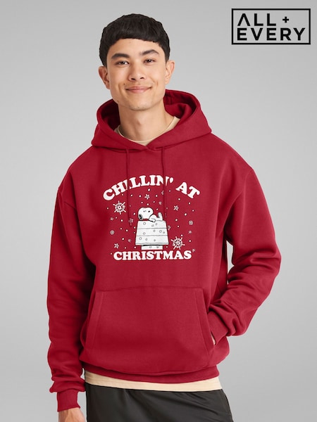 Red - Regular All + Every Peanuts Chillin At Christmas Snoopy Hooded Sweatshirt
