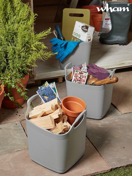 Wham Set of 3 Grey 8Ltr Flexi-Store Graduated Square Plastic Storage Tubs (145206) | £18