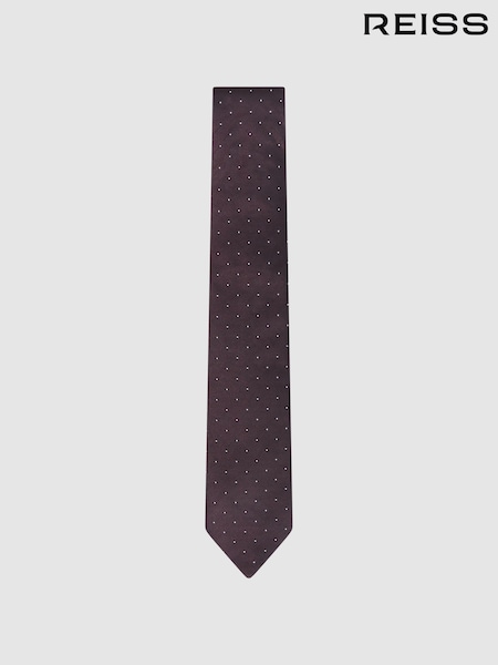 Reiss Burgundy Liam Polka Dot Silk Tie (145659) | £48